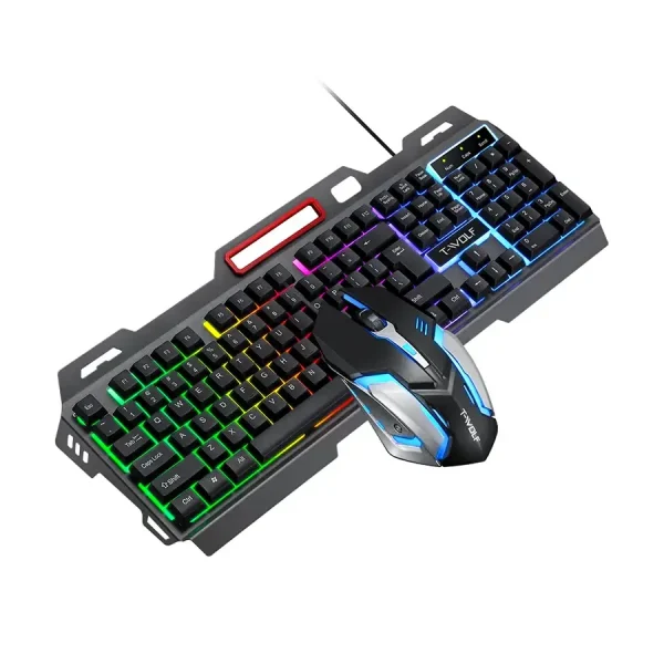 لوحة مفاتيح وفأرة ألعاب مضيئة بتقنية RGB، تصميم احترافي لتعزيز تجربة الألعاب