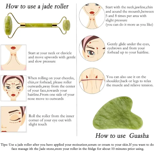 ⁦أداة تدليك الوجه حجر اليشم الطبيعي – Gua Sha لتجديد ونضارة البشرة⁩ - الصورة ⁦3⁩