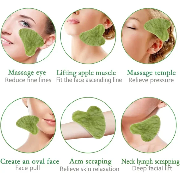 ⁦أداة تدليك الوجه حجر اليشم الطبيعي – Gua Sha لتجديد ونضارة البشرة⁩ - الصورة ⁦4⁩