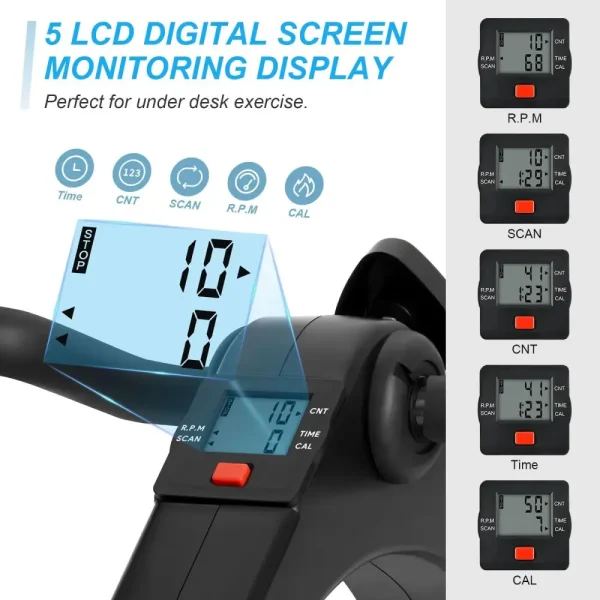 ⁦جهاز تمرين دواسة الدراجة القابلة للطي – لياقة بدنية للذراعين والساقين مع شاشة LCD ومقاومة قابلة للتعديل⁩ - الصورة ⁦7⁩