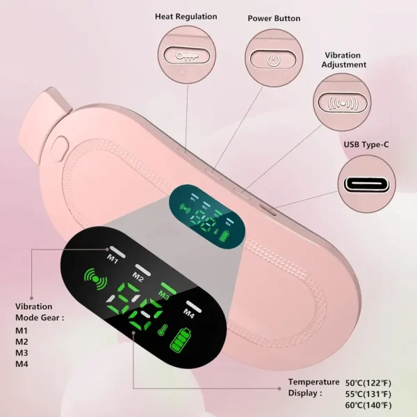 ⁦حزام تدفئة وتدليك لتخفيف آلام الدورة الشهرية – مسكن فوري ومحمول USB⁩ - الصورة ⁦3⁩