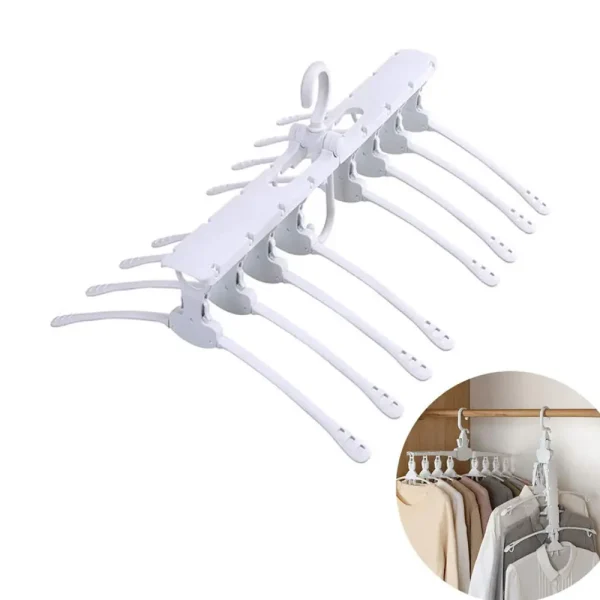 شماعات ملابس 6 في 1 متعددة الوظائف – شماعات قابلة للطي مع دوران 360 درجة لتوفير المساحة