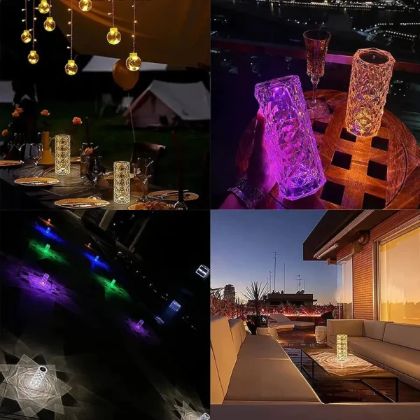 ⁦مصباح كريستال روز متعدد الألوان – مصباح طاولة LED أكريليك بتقنية تغيير اللون⁩ - الصورة ⁦7⁩